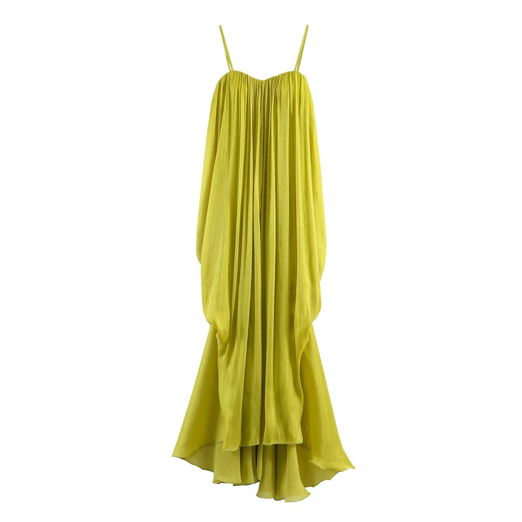 Summer Sexy Elegant Pleated Backless Strap Maxi Dress Party Dress