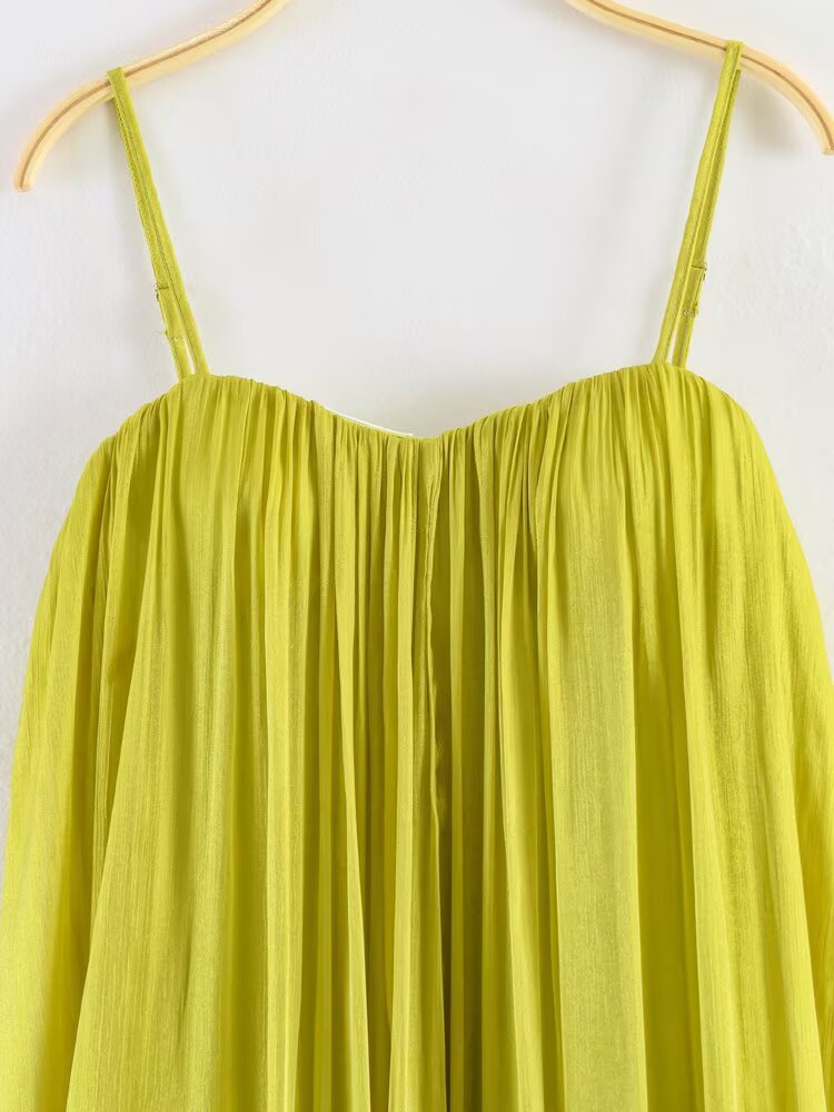 Summer Sexy Elegant Pleated Backless Strap Maxi Dress Party Dress