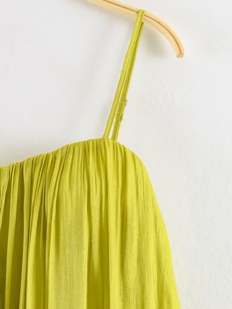 Summer Sexy Elegant Pleated Backless Strap Maxi Dress Party Dress