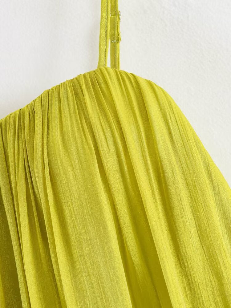 Summer Sexy Elegant Pleated Backless Strap Maxi Dress Party Dress
