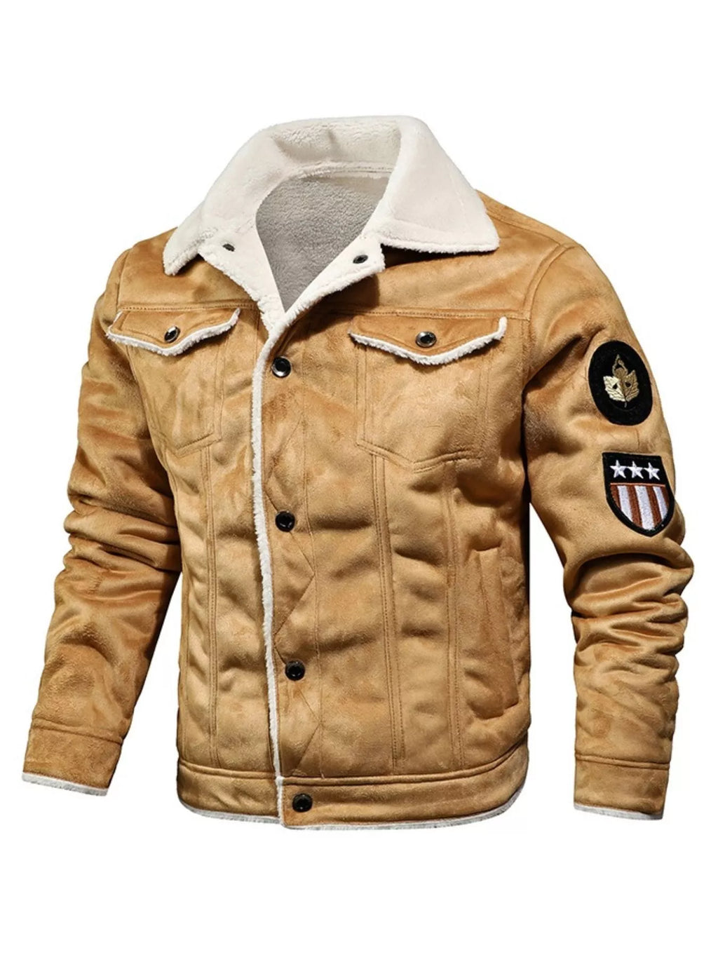 Men's Plus Size Shearling Lined Zip Up Jacket