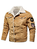 Men's Plus Size Shearling Lined Zip Up Jacket