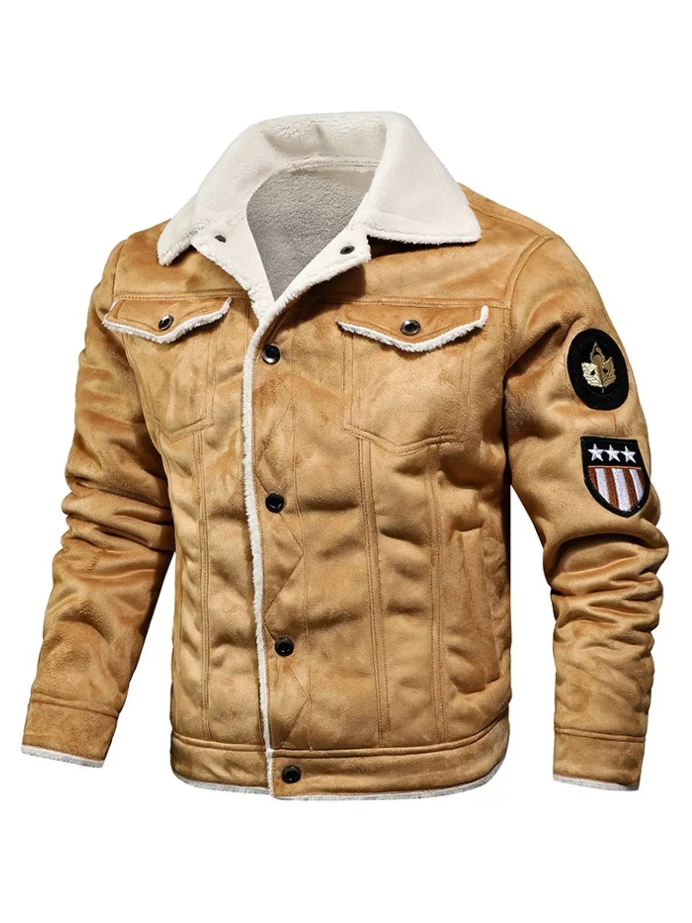 Men's Plus Size Shearling Lined Zip Up Jacket