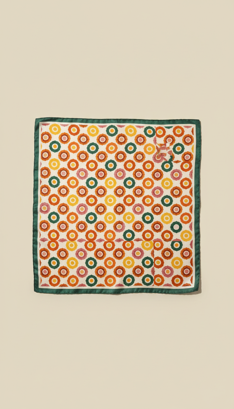 Patterned silk scarf with vibrant hues