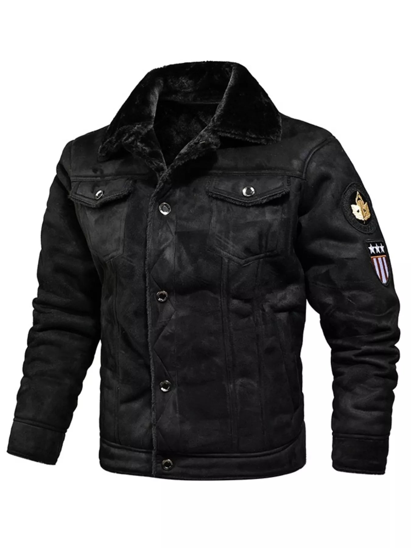 Men's Plus Size Shearling Lined Zip Up Jacket