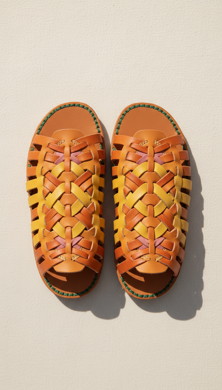 Handwoven leather sandals with artisanal detail