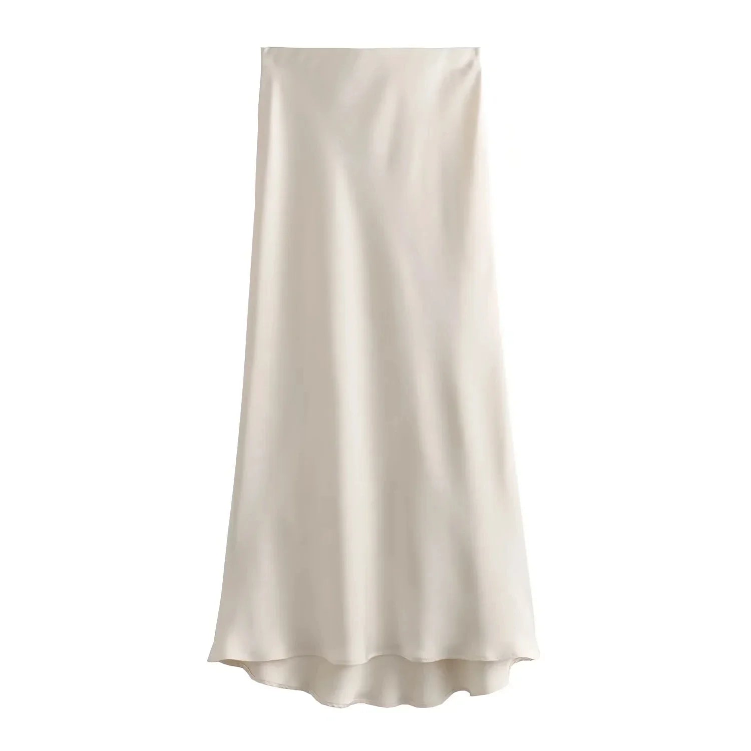 HH 2024 Y2K Casual Women Long Skirt Spring Elastic High Waisted A-Line Casual Female Satin Skirts High Street Lady Skirts