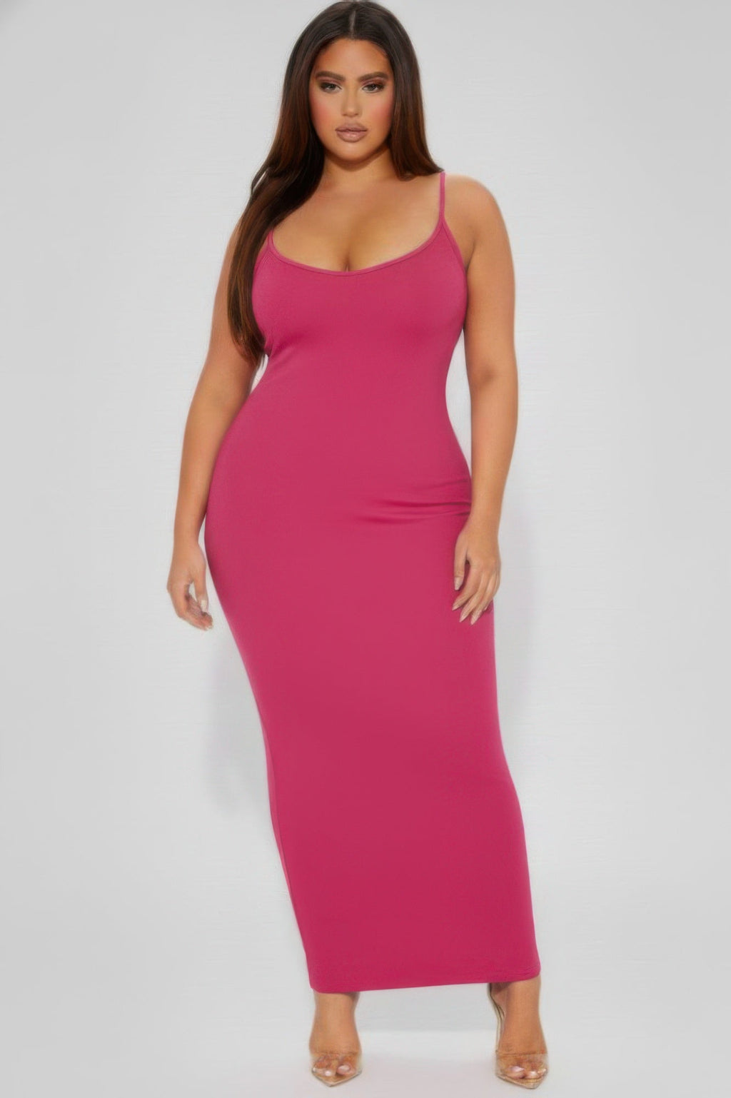 Plus Ribbed Mermaaid Hem Cami Dress