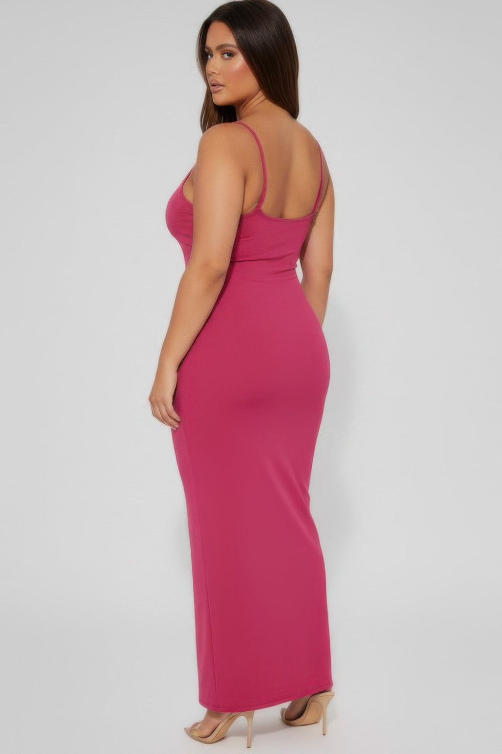 Plus Ribbed Mermaaid Hem Cami Dress