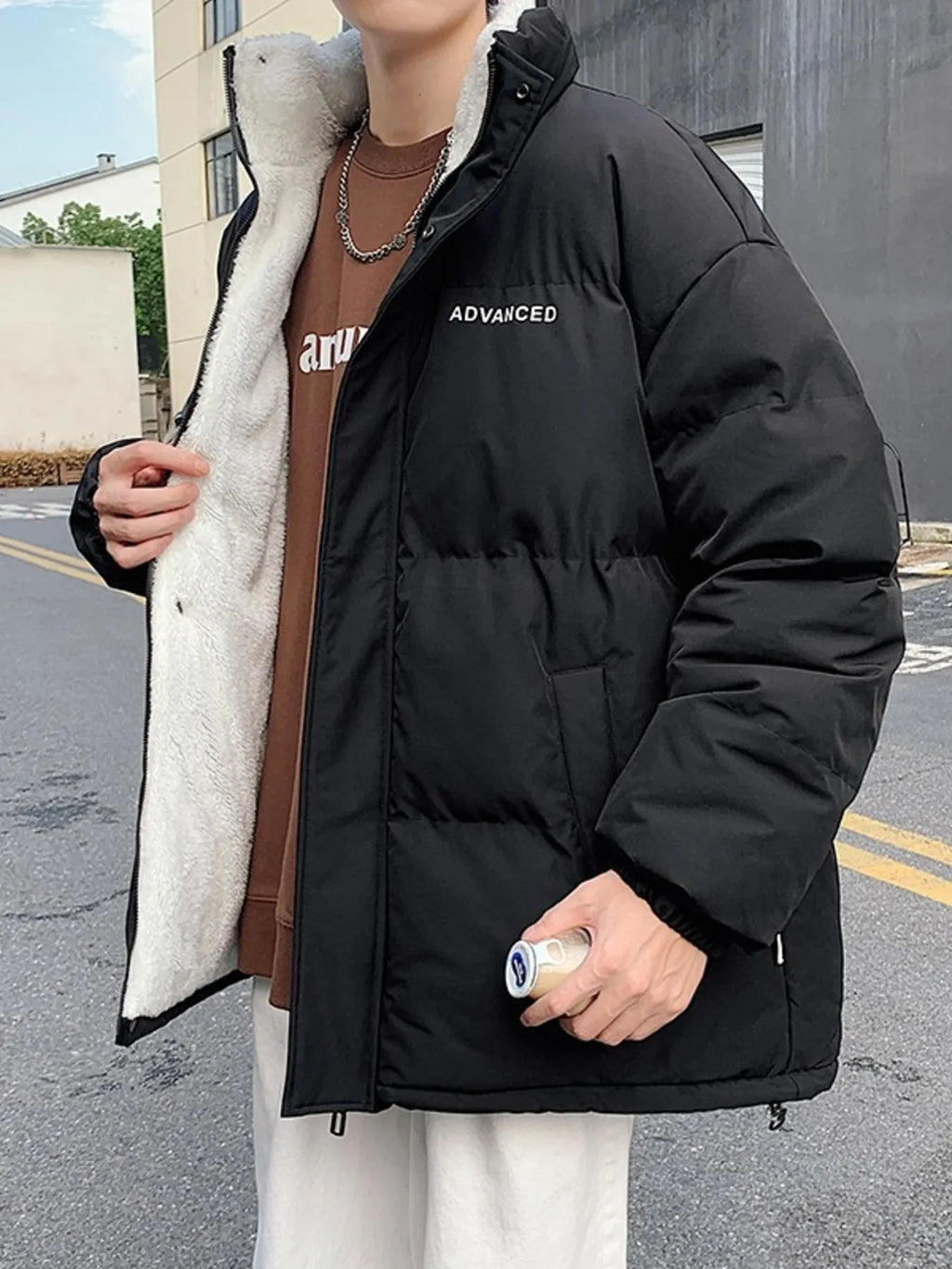 Men's Plus Size Quilted Snap Down Puff Jacket
