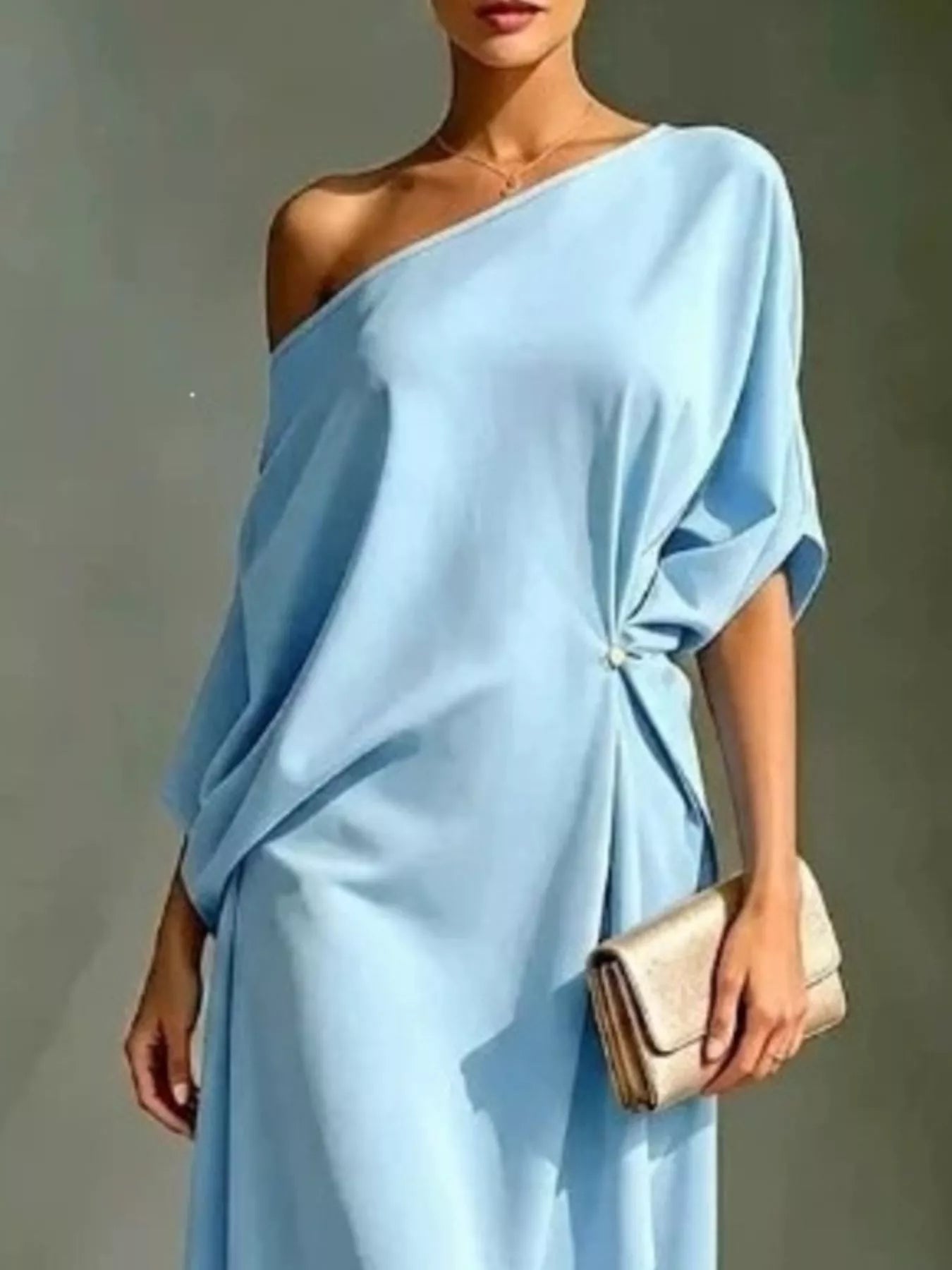 Full Size Asymmetrical One-Shoulder Drape Dress Plus Size