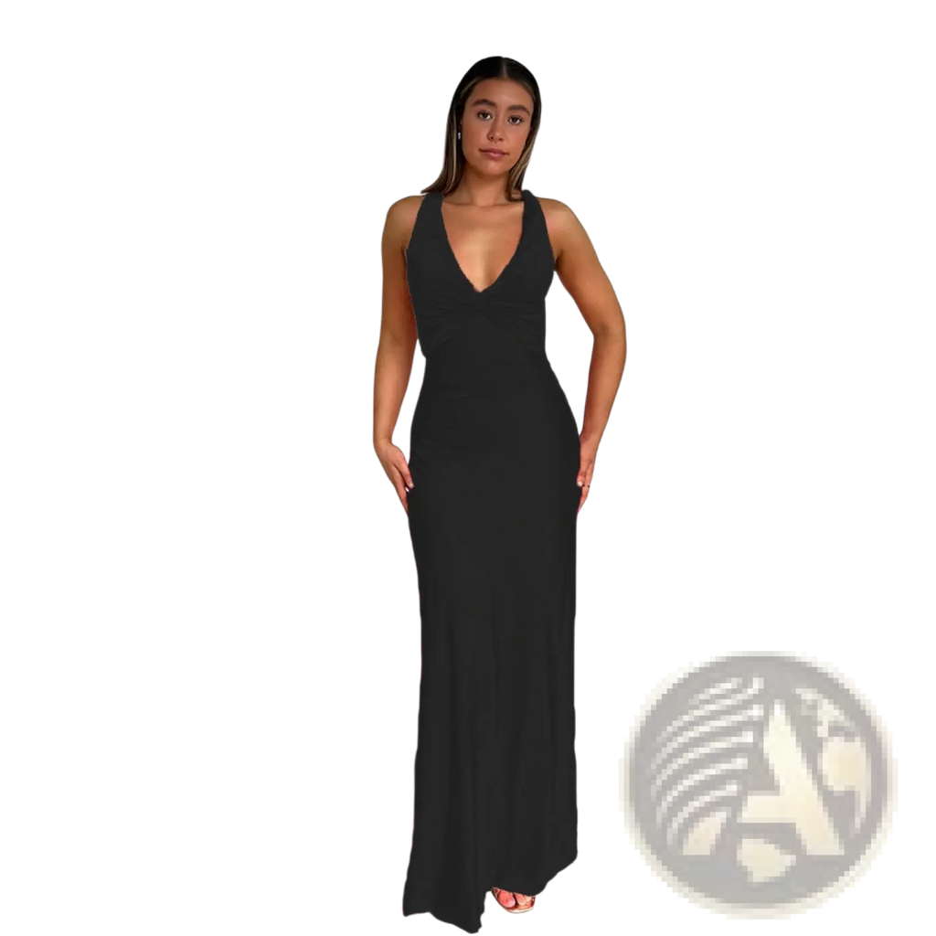 Elegant Backless Satin A-line Maxi Dress