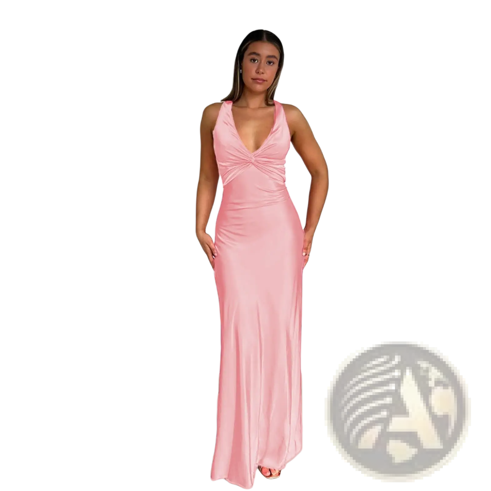 Elegant Backless Satin A-line Maxi Dress