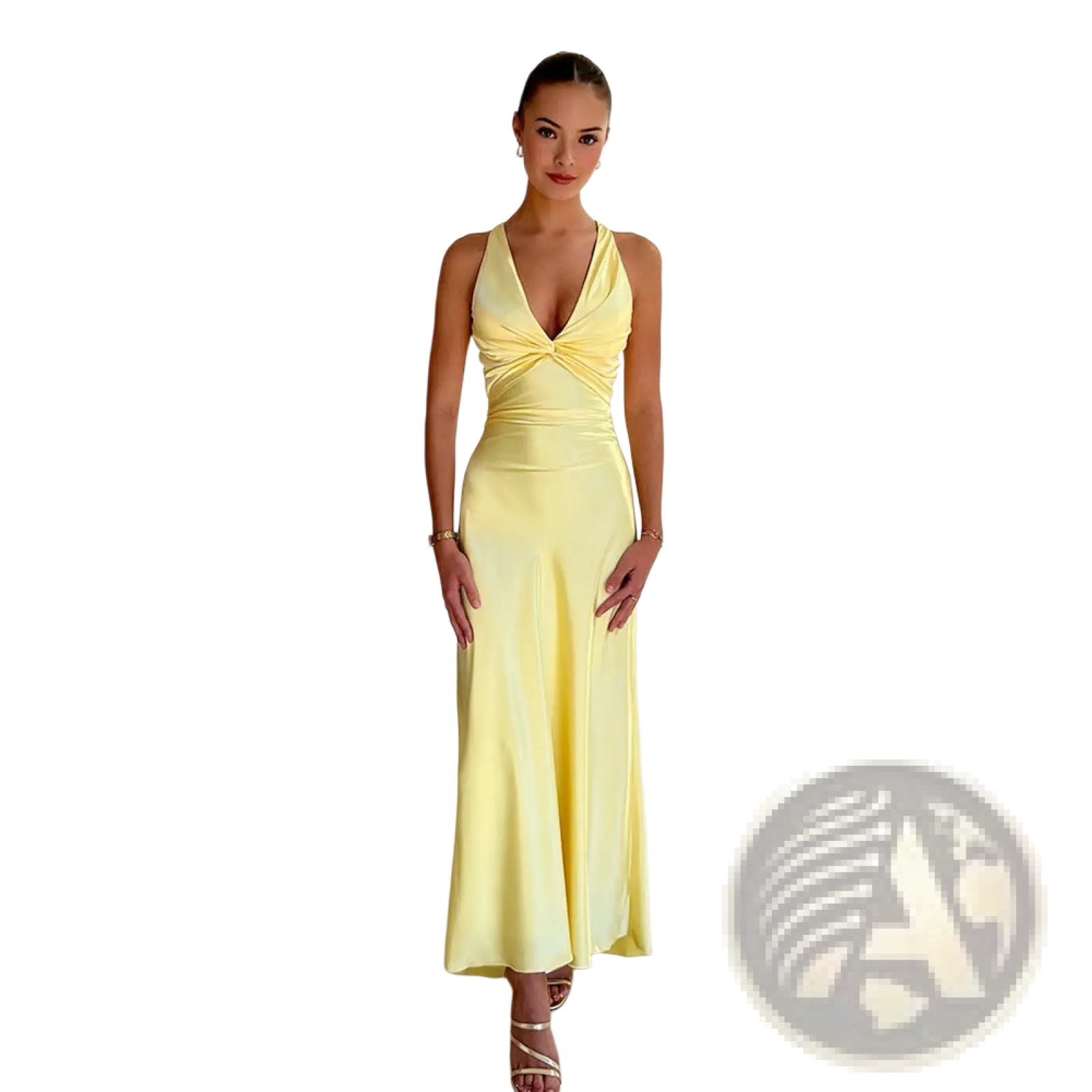 Elegant Backless Satin A-line Maxi Dress