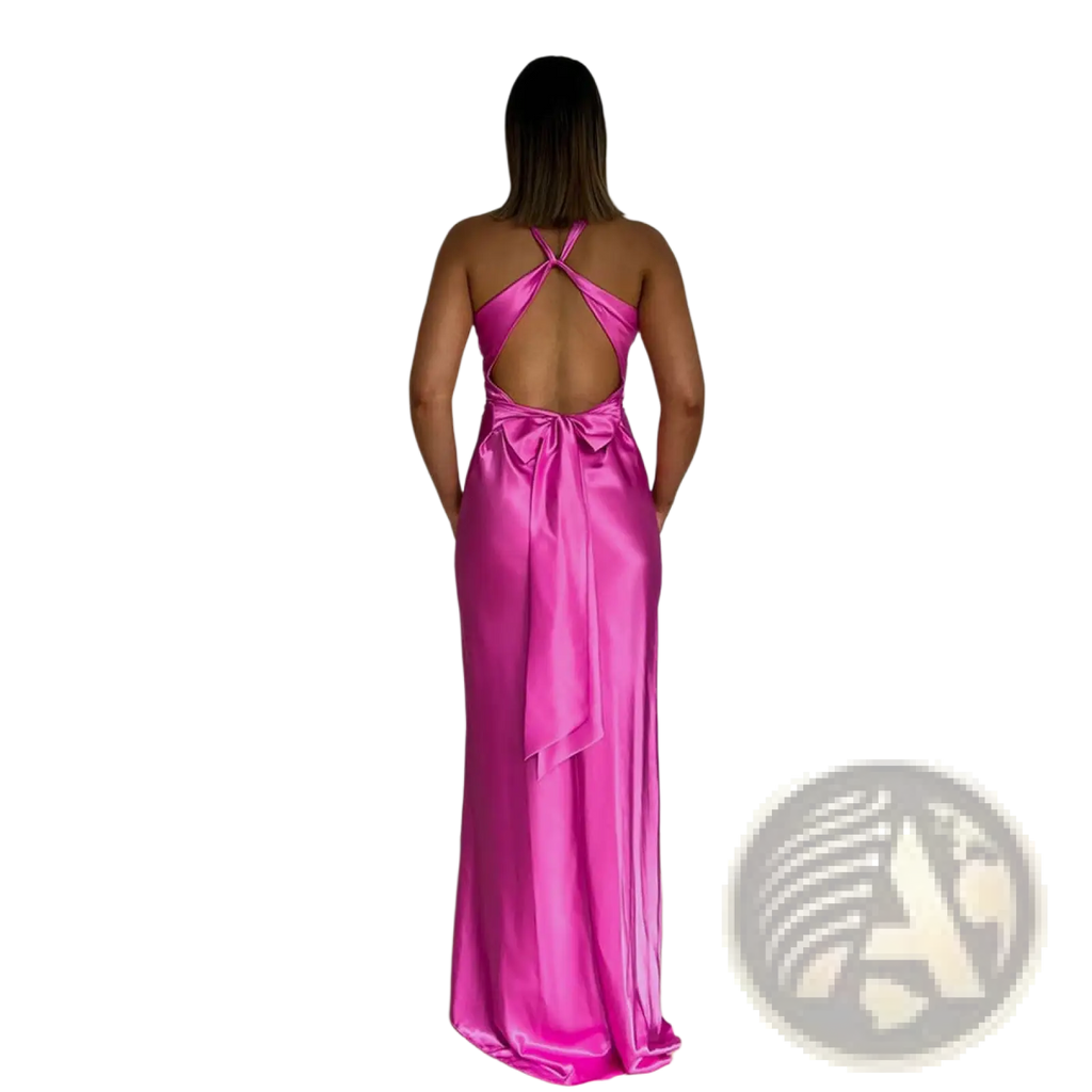Elegant Backless Satin A-line Maxi Dress