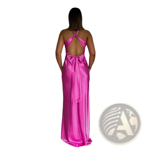 Elegant Backless Satin A-line Maxi Dress