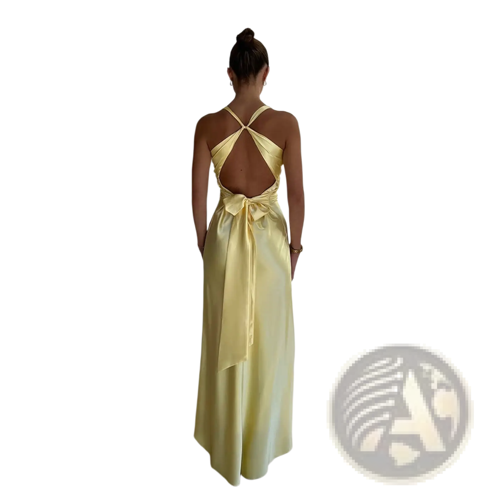 Elegant Backless Satin A-line Maxi Dress